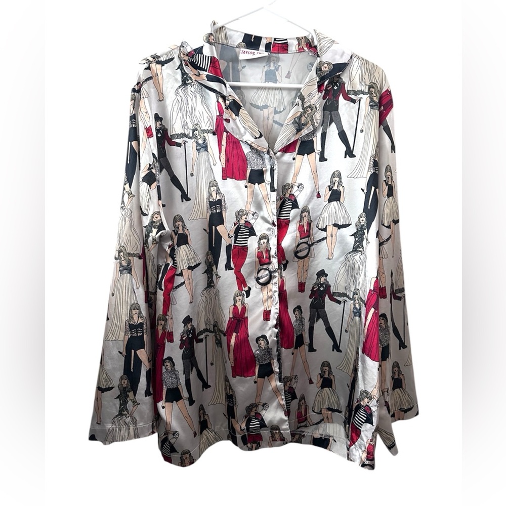 Taylor Swift satin Graphic Print Top